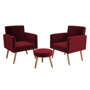 conjunto com 2 poltronas e 1 puff dallas veludo verho
