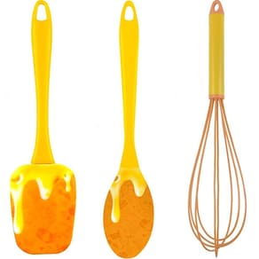 Kit Utensílios Cozinha Espátula Colher Fue Calda de Caramelo