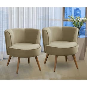 Kit 2 Poltronas Para Sala Decorativa Isadora Suede Bege Madelina Decor