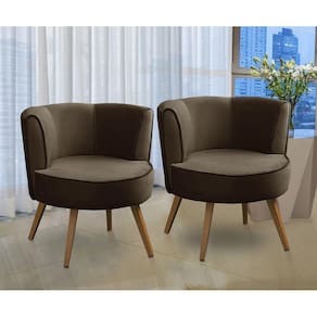 Kit 2 Poltronas Para Sala Decorativa Isadora Suede Marrom Madelina Decor