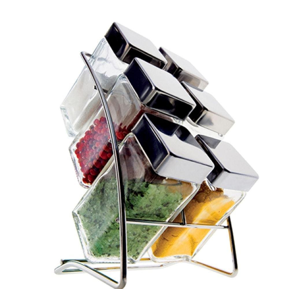 Porta Tempero com Suporte Inox 6 pçs Euro Home Square