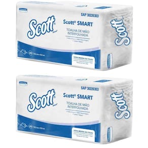 Kit 2 Papel Toalha Scott 2 Dobras 21,5X19,2Cm 1000
