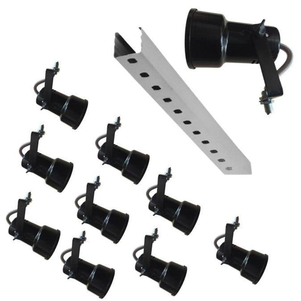 Spot Para Trilho Eletrocalha Kit 10 Peç Lam Led Bulbo/Par 20