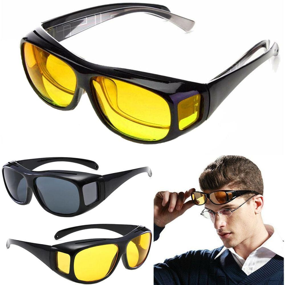 Oculos Visao Noturna 2 Un. Dirigir Moto Carro Protecao UV Dia e Noite Lente Polarizada