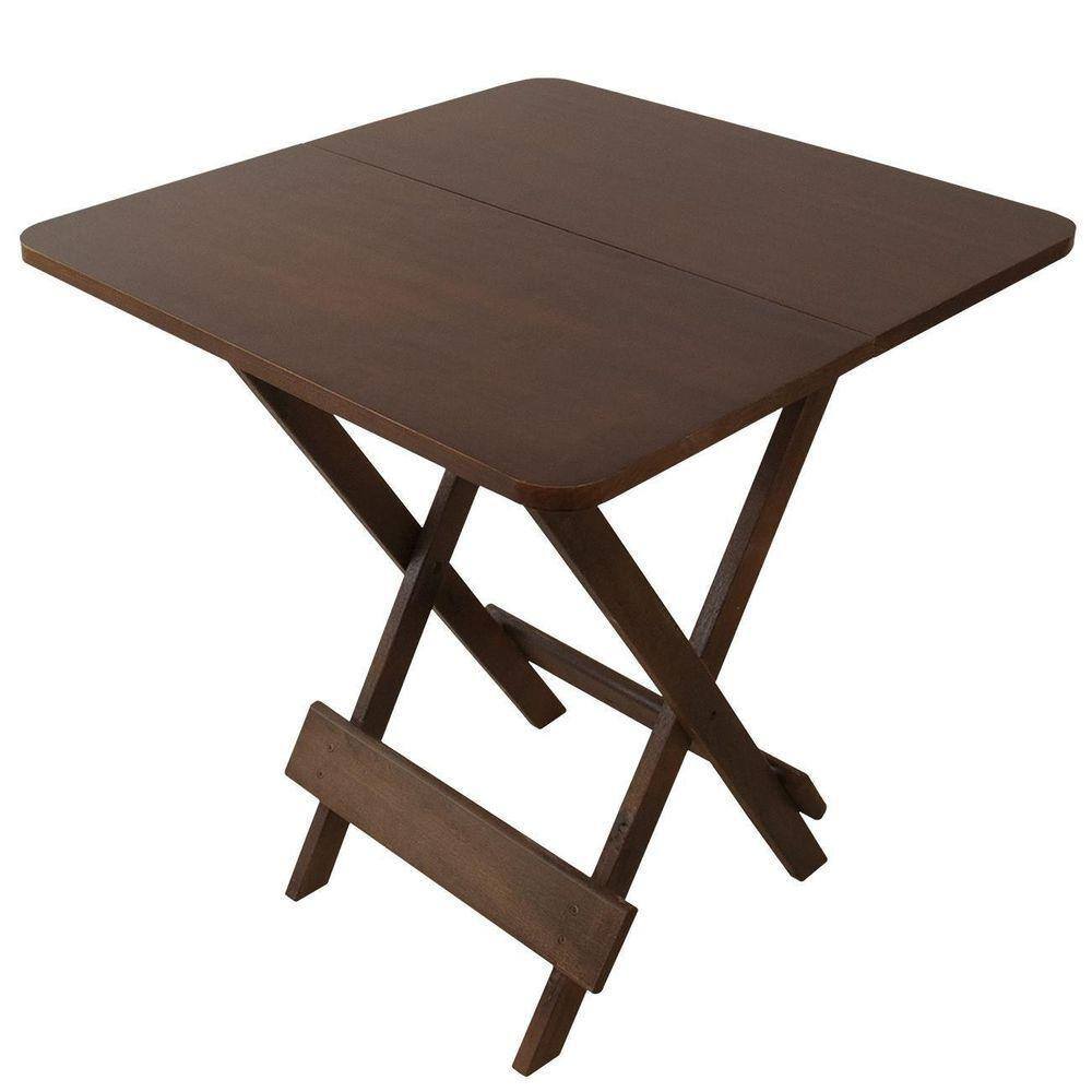 Mesa De Madeira 70x70 Dobrável Madeira Maciça Verniz Imbuia
