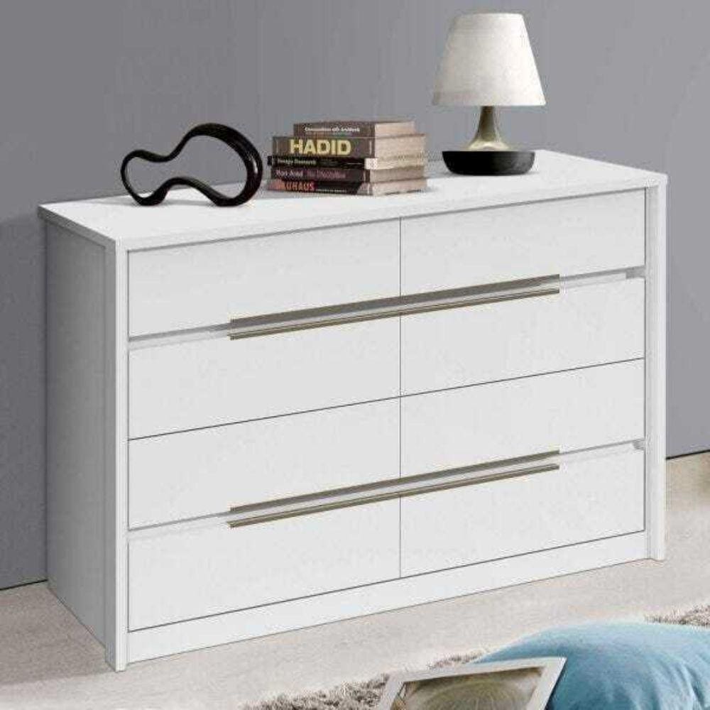 Cômoda para quarto 8 Gavetas Moveis Lopas Urban - Branco