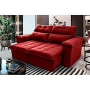 Sofá Retrátil Reclinável Verona 1,80m Suede Velut Vermelho c/ Molas no Assento - King House