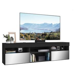 Rack Suspenso com Espelho para TV até 65" Multimóveis Paris FG3331 com 2 Portas Preto