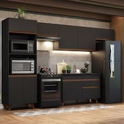 Cozinha Completa Madesa Reims 330001 com Armário e Balcão - Preto