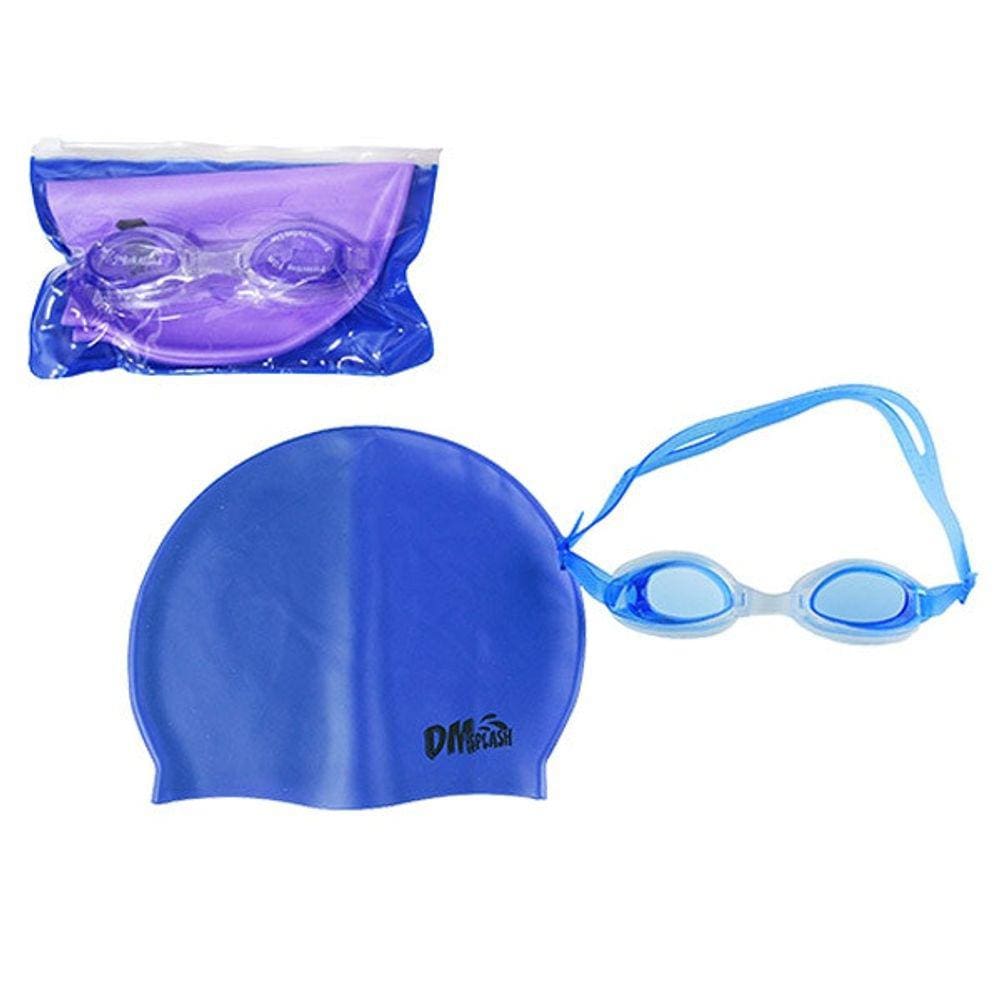 Óculos De Natação Com Touca De Silicone No Estojo