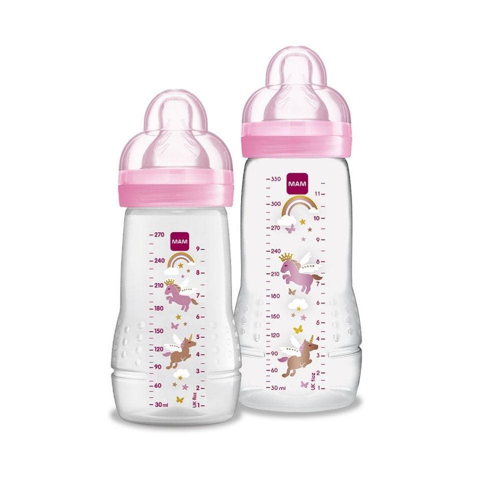 Mamadeira Mam +2 Meses Easy Active Set Abertura Larga 330 e 270 ml Rosa Menina MA50022