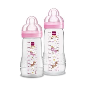 Mamadeira Mam +2 Meses Easy Active Set Abertura Larga 330 e 270 ml Rosa Menina MA50022