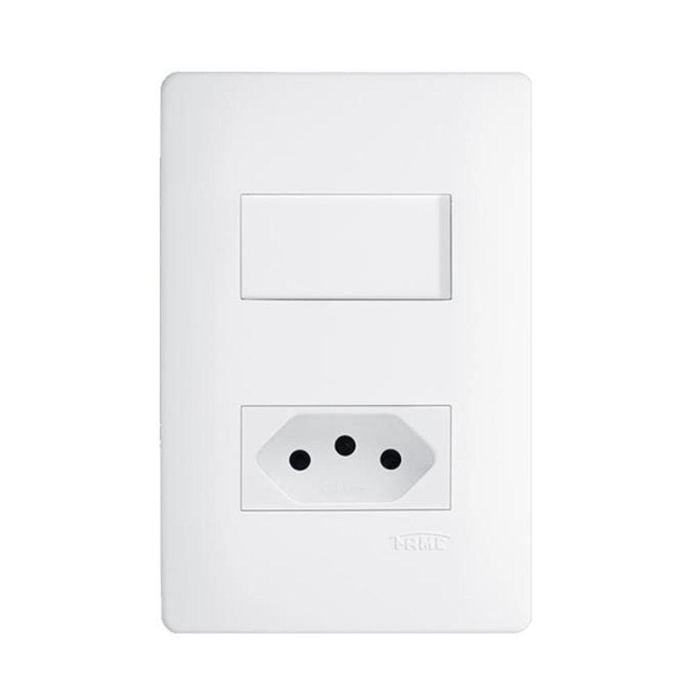 1 Interruptor Simples 16A/250V + 1 Tomada 2P+T 20A/250V Fame