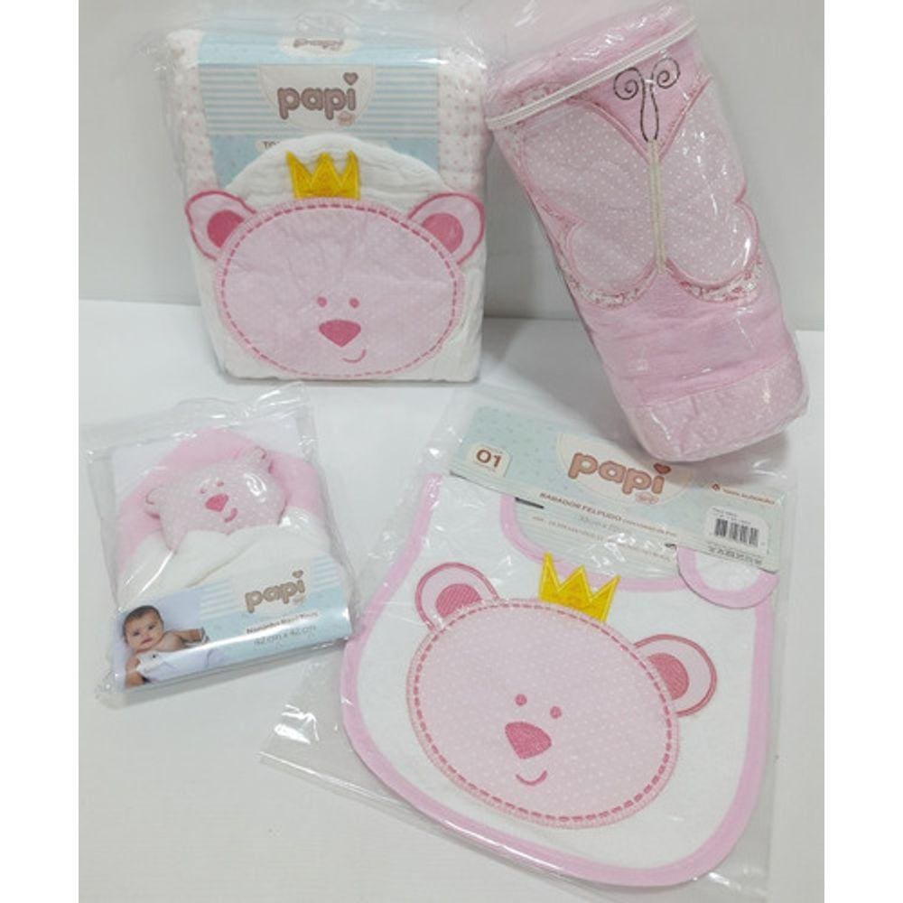 Kit Enxoval Bebê Menina Papi Luxo Cobertor Toalha Naninha 41