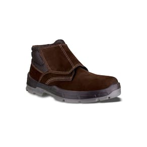 Bota Bracol Couro Nobuck Cor Café tiras aderentes Sem Cadarço Nº42