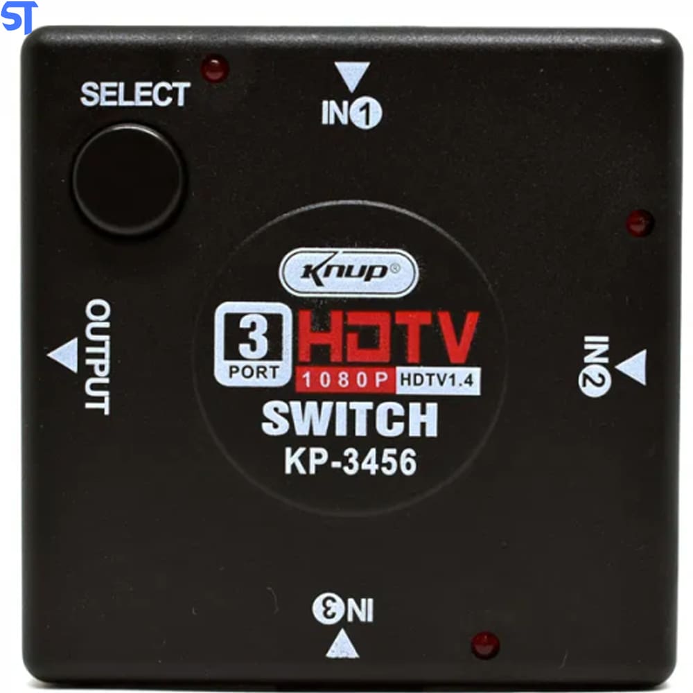 Switch Adaptador HDMI 3 Entradas Para 1 Saída Switch HDMI Full HD Knup KP-3456