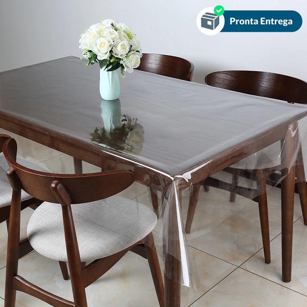 Toalha De Mesa Plastico Transparente Impermeável 2,00 X 1,40