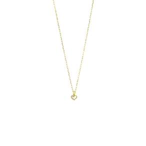 Pingente Meio Coração Cravado com Zircônias em Ouro 18K