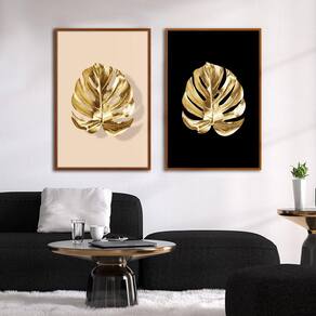 Quadro Premium Textura CX Alta Folhas de Ouro 2 2un 40x60