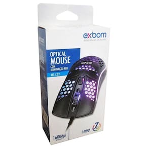 Mouse Colmeia Ultra Leve Gamer Usb Exbom Ms-C32 Preto Led