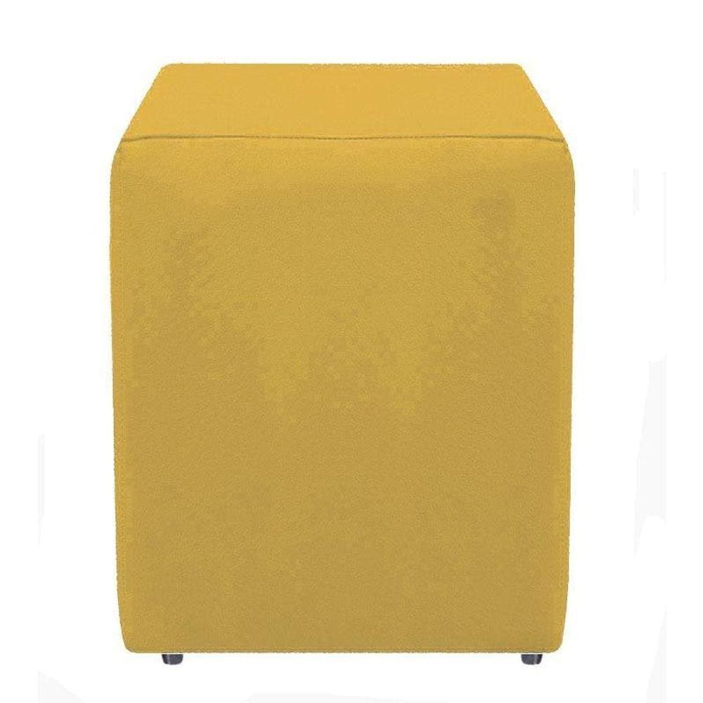 Puff Banco Dado Quadrado Amarelo Decorativo Para Sala