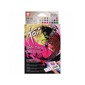Aquarela Sakura Koi 24 Cores Pastilhas Metalica+Fluorescente