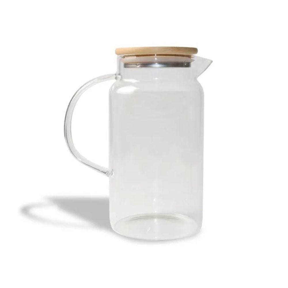 Jarra De Vidro Com Tampa De Bambu 1,2L