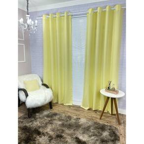 Cortina Amarelo-Bebê 300X250 Cromado Sala/Quarto Fabritex