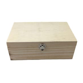 Caixa Retangular Lisa Com Fecho 12X20X7 Pinus Decoração