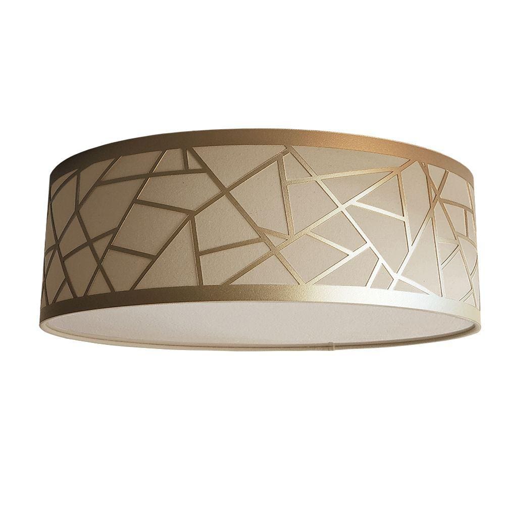 Luminária Plafon Recorte Bronze Cúpula em Tecido 50x15