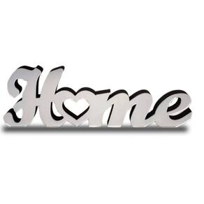 Palavra Home Decoração Mdf Com Acrílico Espelhado Prata