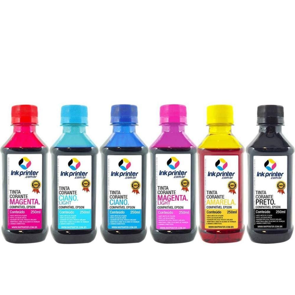 Tinta Corante InkPrinter para Impressora Epson (6x250ml)