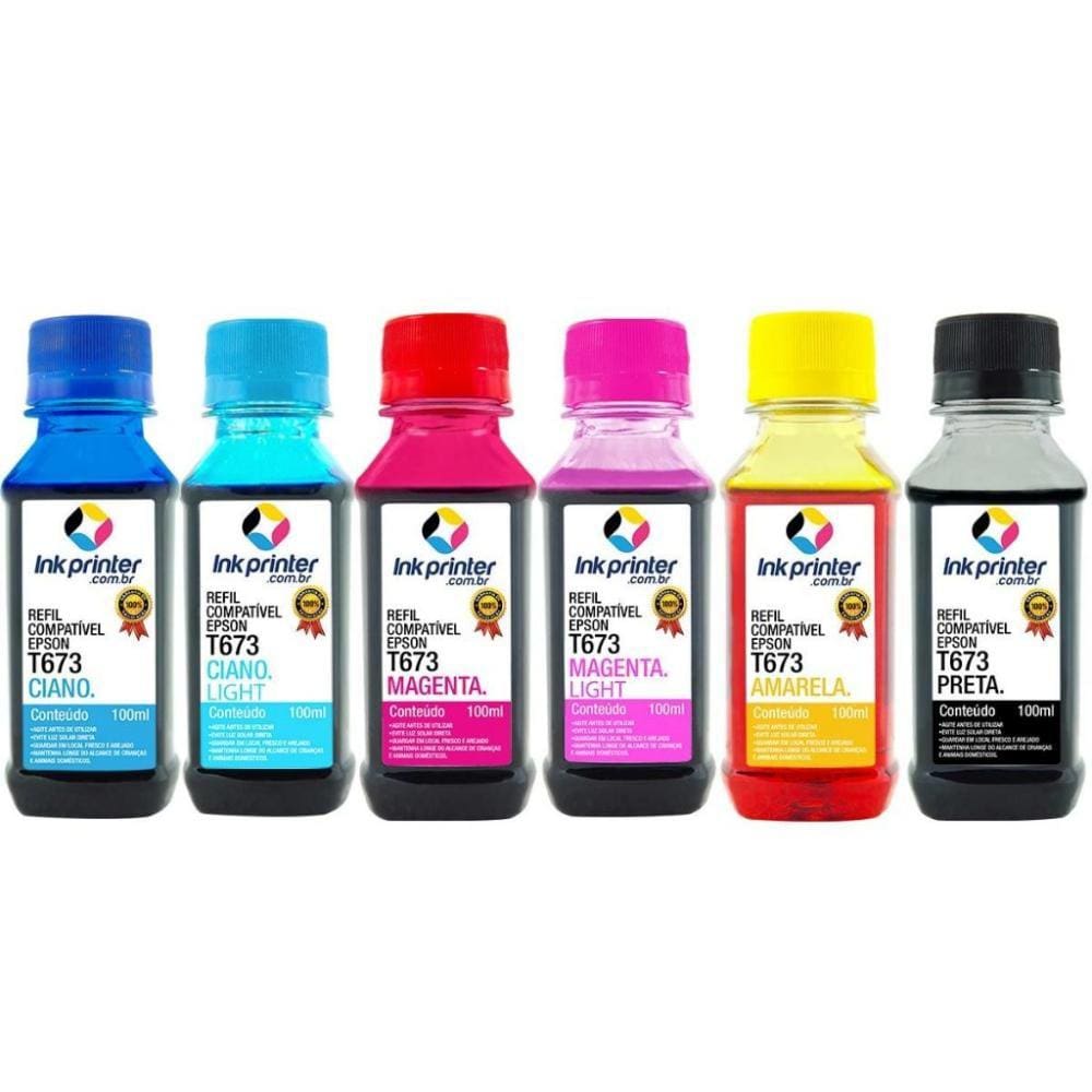 Kit de Tinta para Epson L805 - Compatível Ink Printer (T673 - 6x100ml)