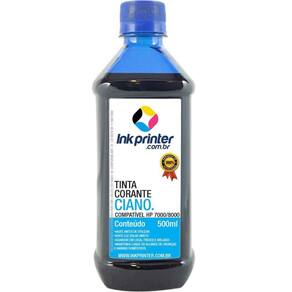 Tinta Corante InkPrinter Ciano para HP Série 7000, 8000 (500ml)