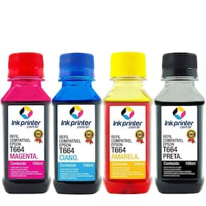 Kit de Tinta para Epson L395 - Compatível InkPrinter (T664 - 4x100ml)