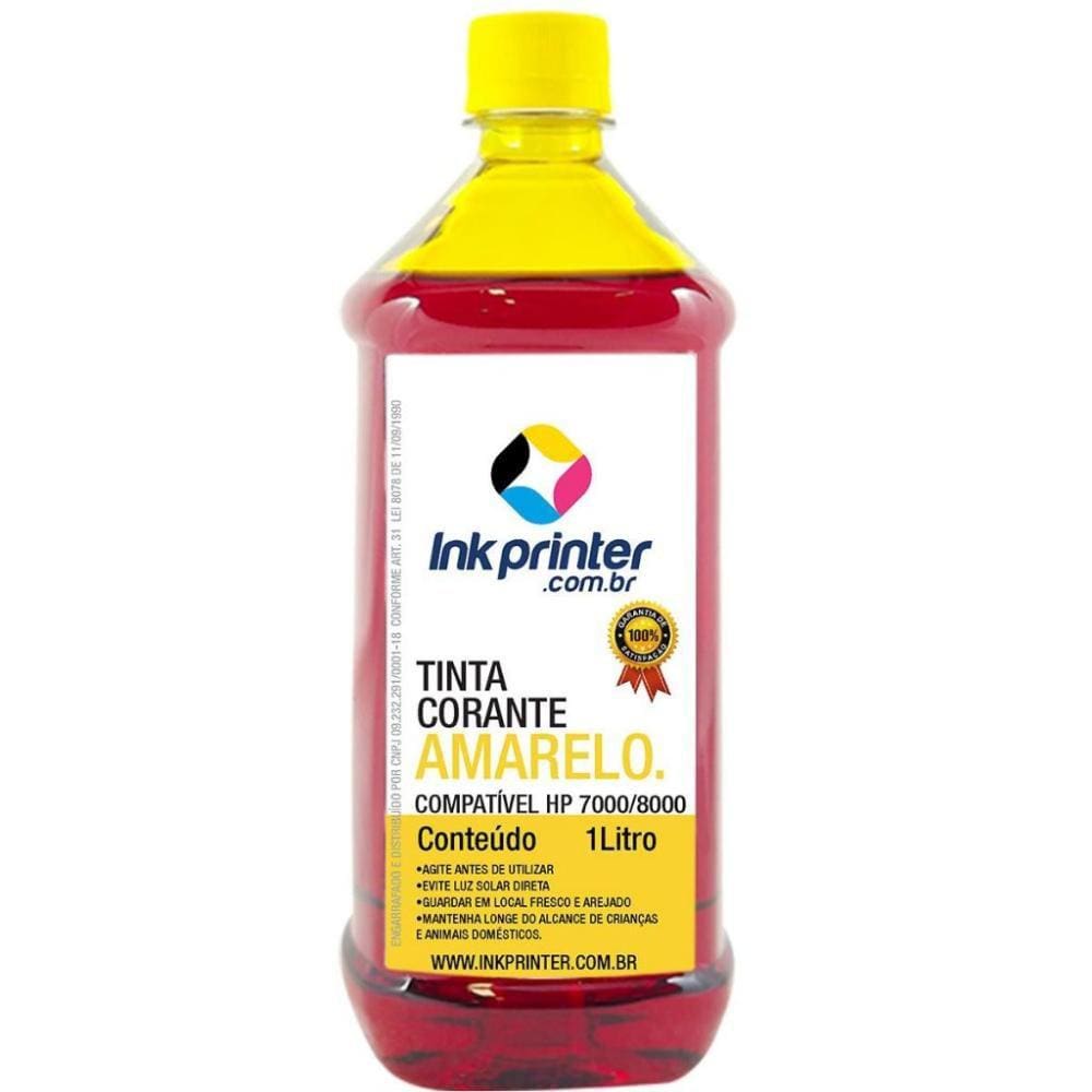 Tinta Corante InkPrinter Amarela para HP Série 7000, 8000 (1 litro)