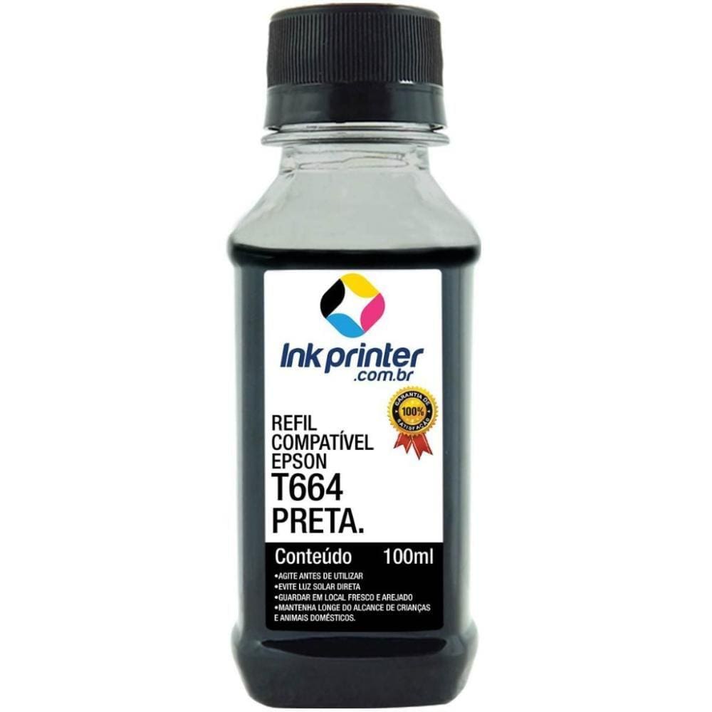 Tinta para Epson L220 - Preto - Compatível InkPrinter (T664 - 100ml)