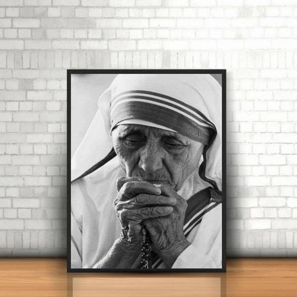 Quadro Foto Madre Teresa De Calcutá 24X18Cm Moldura Preta