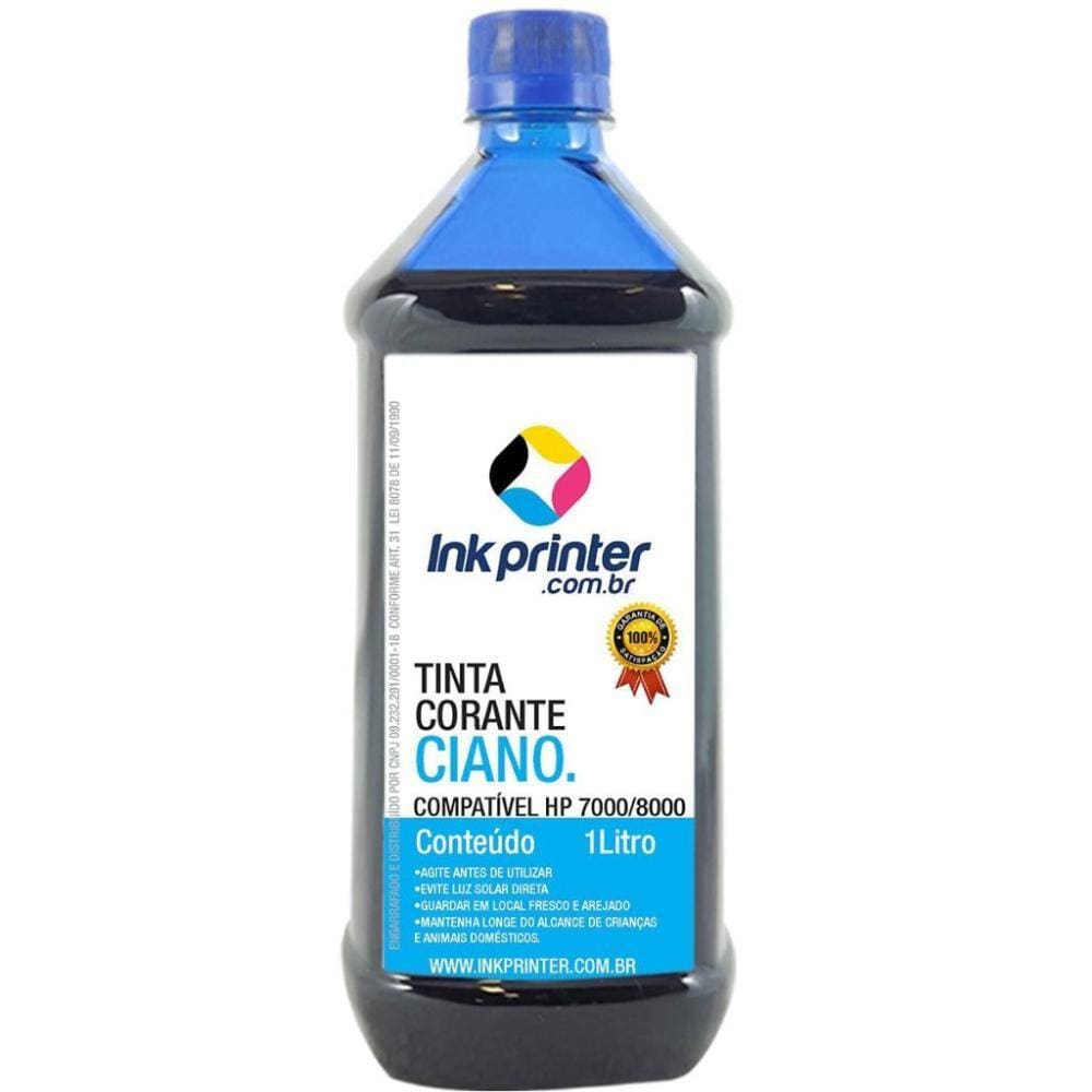 Tinta Corante InkPrinter Ciano para HP Série 7000, 8000 (1 litro)