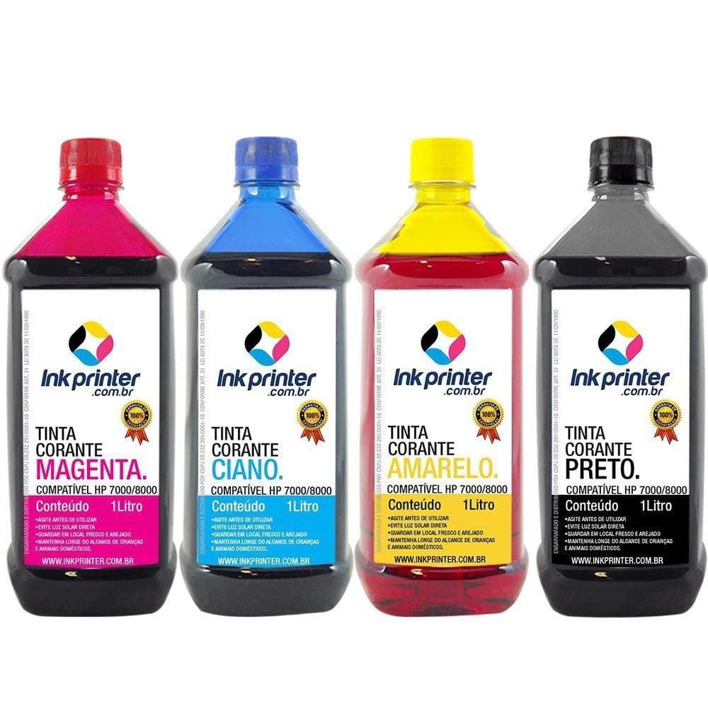 Tinta Corante InkPrinter para HP Série 7000, 8000 (4 litros)