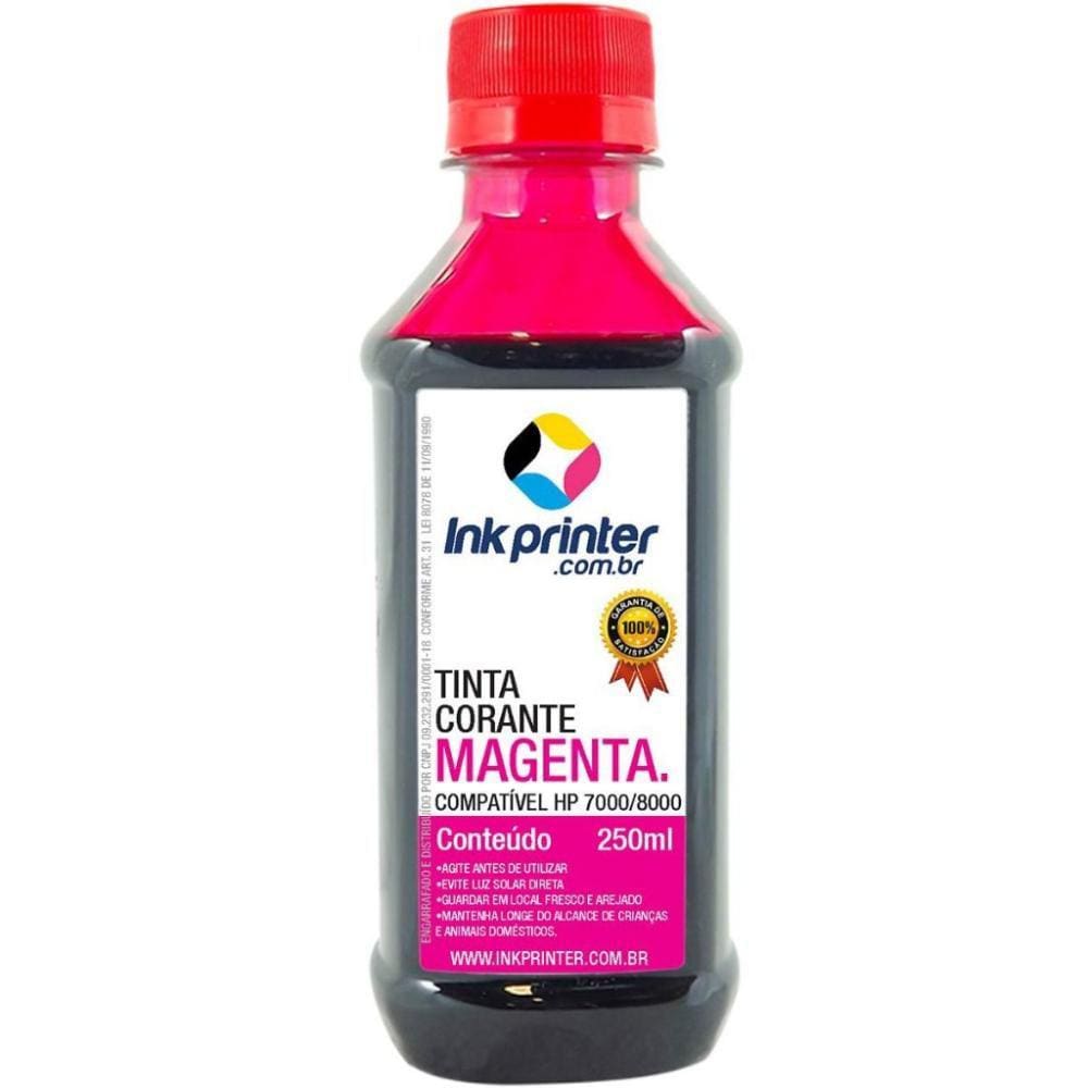 Tinta Corante InkPrinter Magenta para HP Série 7000, 8000 (250ml)