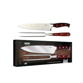 Conjunto De Faca 8" E Garfo Inox Para Churrasco Mor