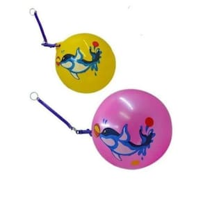 Kit 2 Bolas Borracha Poing Poing Com Cordão Mola 20Cm