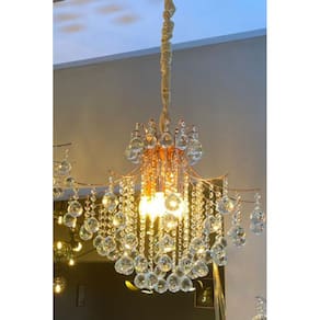 Lustre Rose Gold com Cristais Transparente 12E14 80cm