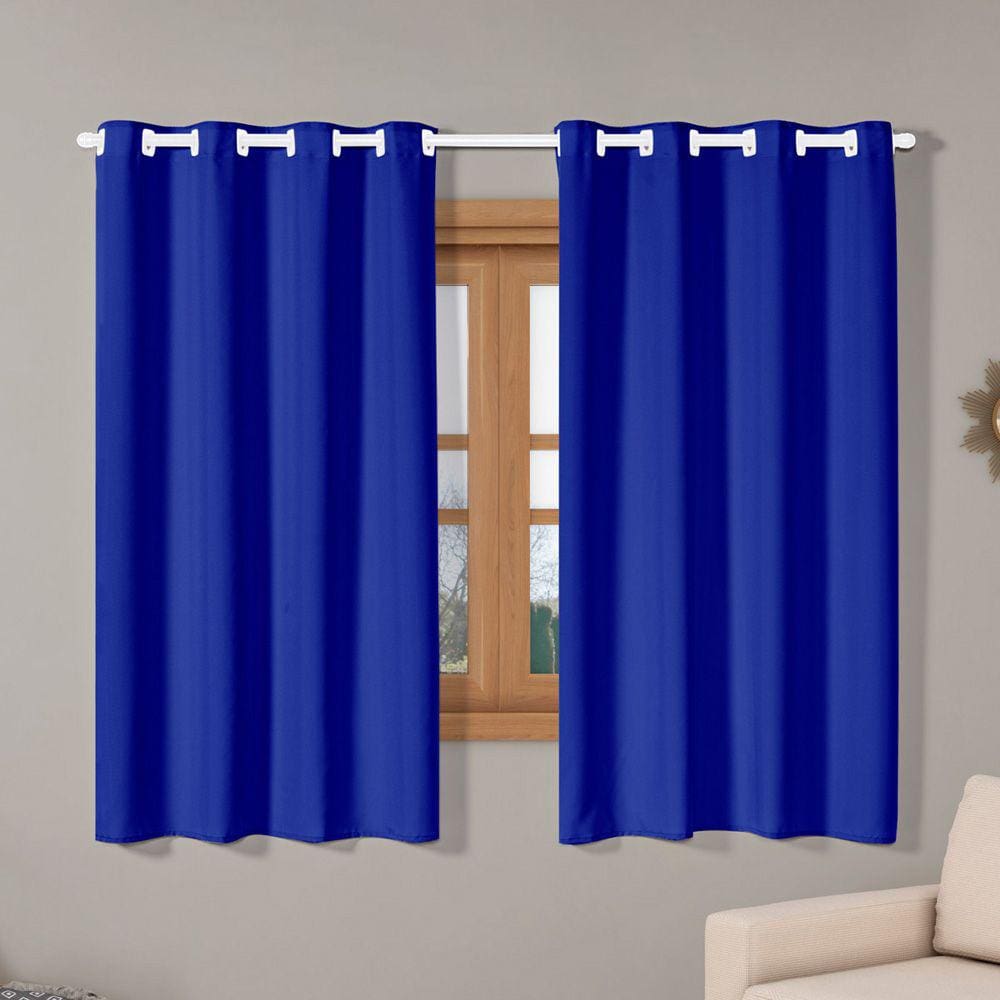 Cortina Isa Varão Tecido Oxford 2,80m x 1,60m p/ Janela Sala Quarto - Azul Royal