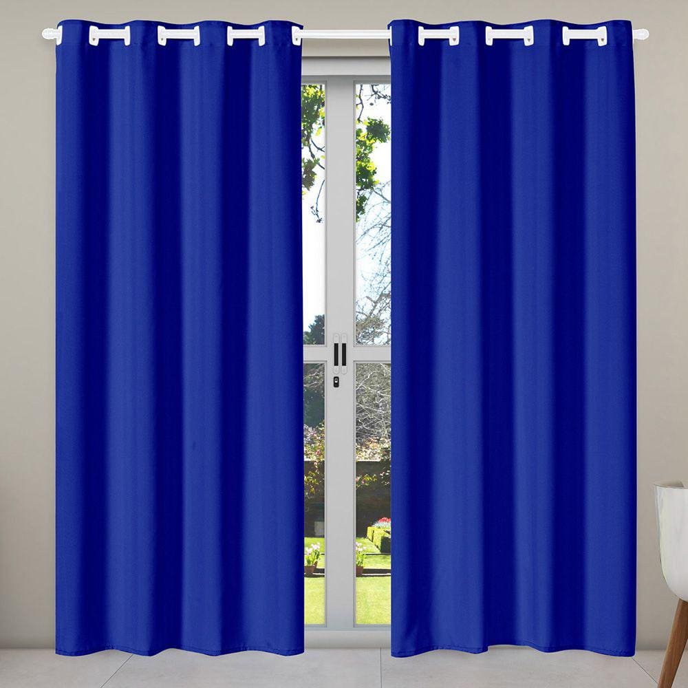 Cortina Isa Varão Tecido Oxford 4,00m x 2,50m p/ Janela Sala Quarto - Azul Royal