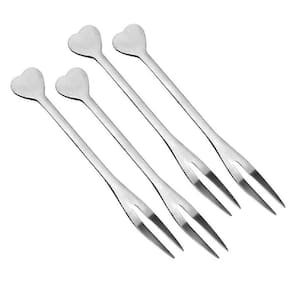 Mini Garfo Garfinhos Para Petiscos Aço Inox Coração 06 Peças