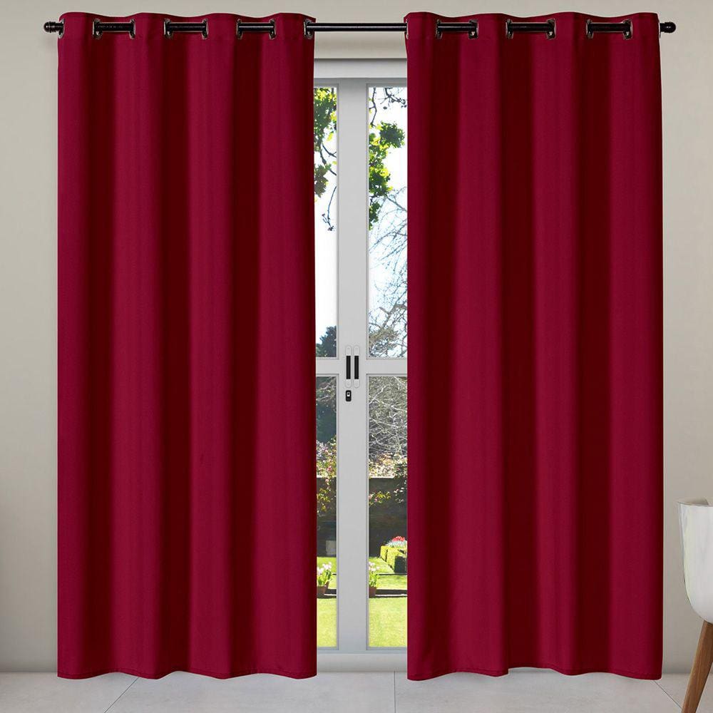 Cortina Isa Varão Tecido Oxford 4,00m x 2,50m p/ Janela Sala Quarto - Vermelho