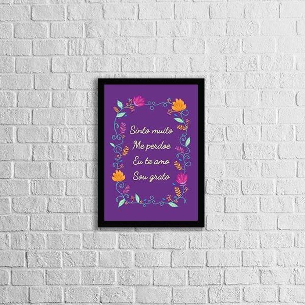 Quadro Hooponopono Te Amo Roxo 24X18Cm