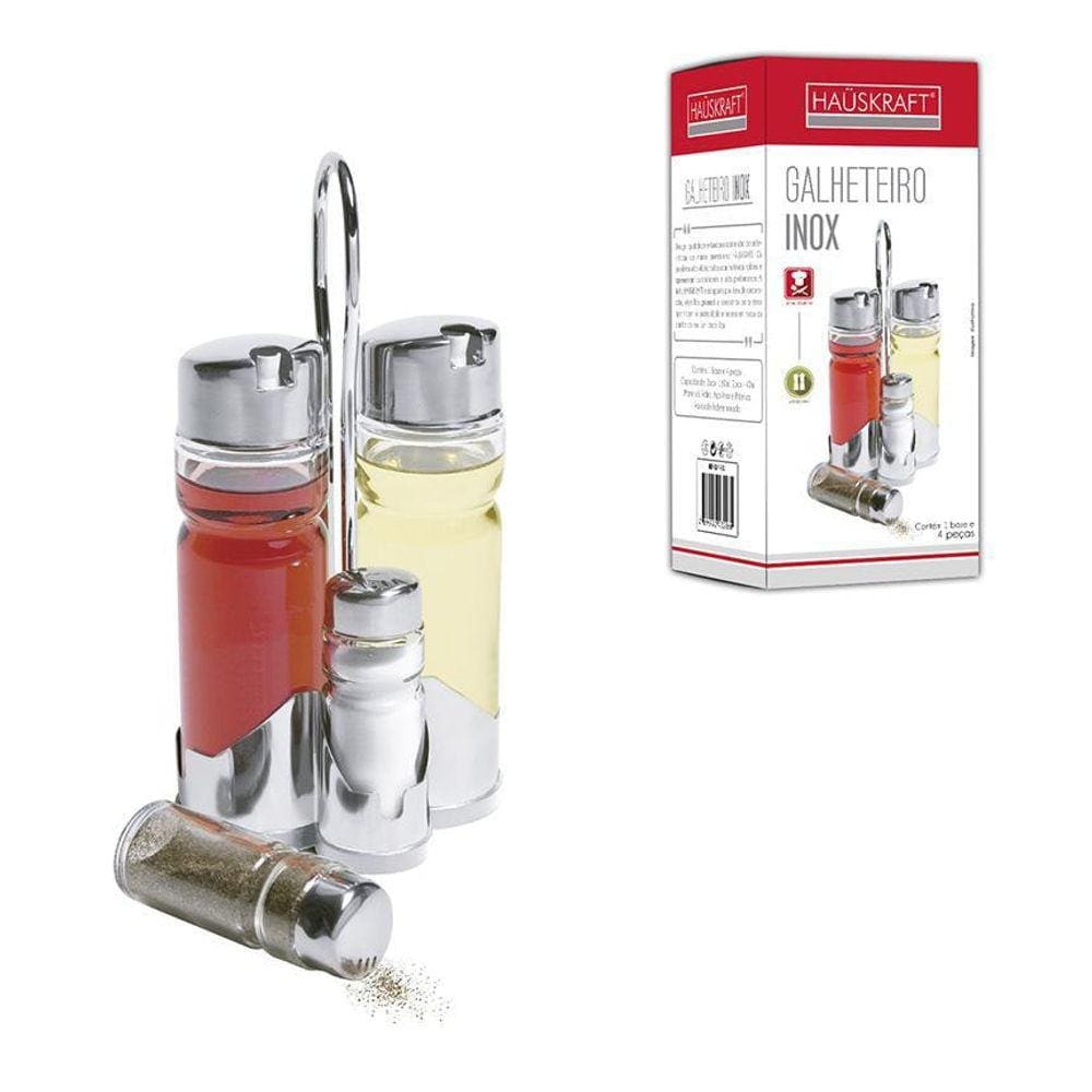 Galheteiro Inox 4 Peças - Hauskraft